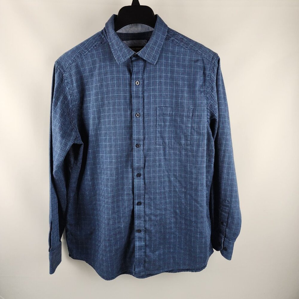 Johnston & Murphy Shirt Men Large Blue Multi Checks L/S Button Up